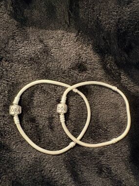 Pandora Silver Snake Chain Charm Bracelets - SET OF TWO